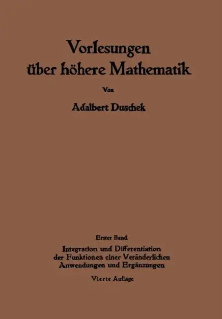 Vorlesungen Über Höhere Mathematik (English, Adalbert Duschek) - Image 1 - BookBajar