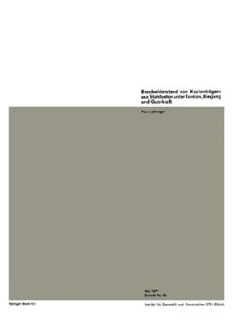 Bruchwiderstand Von Kastenträgern Aus Stahlbeton Unter Torsion, Biegung Und Querkraft (English, P. Lüchinger) - Image 1 - BookBajar