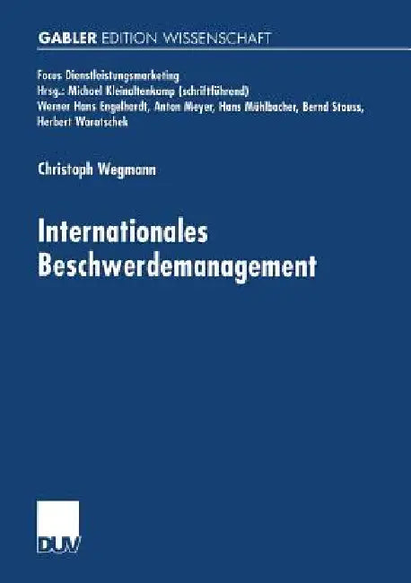 Internationales Beschwerdemanagement (English, Christoph Wegmann) - Image 1 - BookBajar