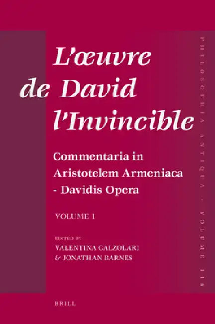 Buy L'oeuvre de David l'Invincible et la transmission de la pensée grecque dans la tradition arménienne (English, Jonathan Barnes | Valentina Calzolari) Online at Best Price - BookBajar
